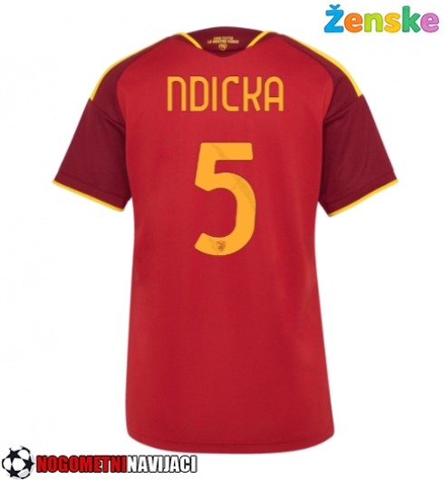 Ženske Nogometnih dresov AS Roma Evan Ndicka #5 Domači 2026-27 Kratki rokavi Ženske Nogometnih dresov AS Roma Evan Ndicka #5 Domači 2026-27 Kratki rokavi
